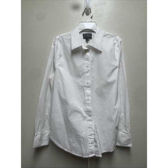 J.Crew Wren Slim Size 10 Shirt Stretch Cotton Poplin White Classic Minimalist - Picture 2 of 7